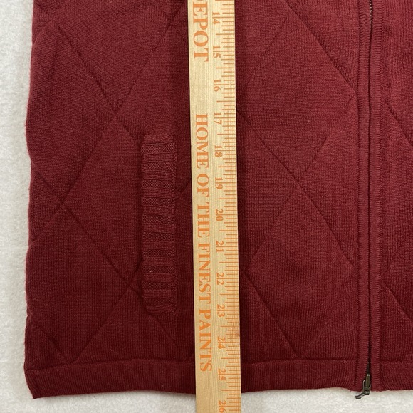 Orvis Quilted Cashmere Wool Blend Sweater Vest Medium Men's Full Zip Side Slits - Picture 5 of 8
